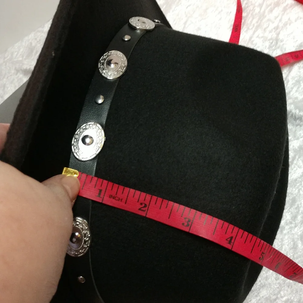 Unisex Black Western Cowboy Hat  Silver-tone Conch Faux Leather Strap - Picture 16 of 17